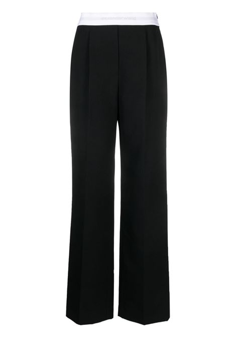 Black logo-waistband straight-leg trousers - women ALEXANDER WANG | 1WC3234079001